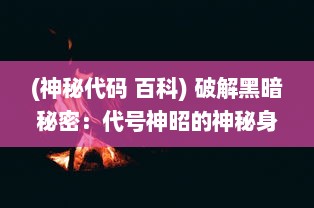 (神秘代码 百科) 破解黑暗秘密：代号神昭的神秘身份与惊天阴谋揭秘