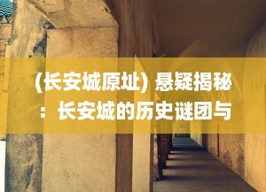 (长安城原址) 悬疑揭秘：长安城的历史谜团与隐藏的古代犯罪遗案