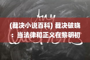 (裁决小说百科) 裁决破晓：当法律和正义在黎明初露中揭示真相的冲突与和谐