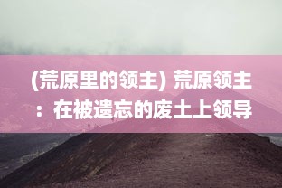 (荒原里的领主) 荒原领主：在被遗忘的废土上领导与生存的艰难挑战