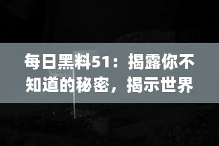 每日黑料51：揭露你不知道的秘密，揭示世界隐秘角落的黑暗和惊人真相