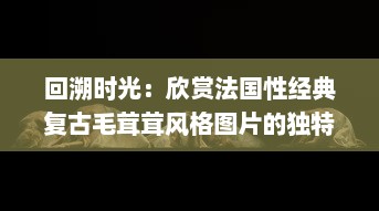 回溯时光：欣赏法国性经典复古毛茸茸风格图片的独特魅力 v1.3.9下载