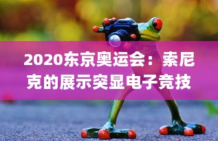 2020东京奥运会：索尼克的展示突显电子竞技在全球体育赛事中的影响力和重要地位