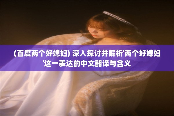 (百度两个好媳妇) 深入探讨并解析'两个好媳妇'这一表达的中文翻译与含义