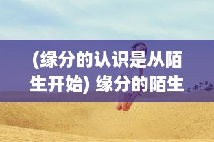 (缘分的认识是从陌生开始) 缘分的陌生人：初次遇见叶清眉的美丽与痛苦